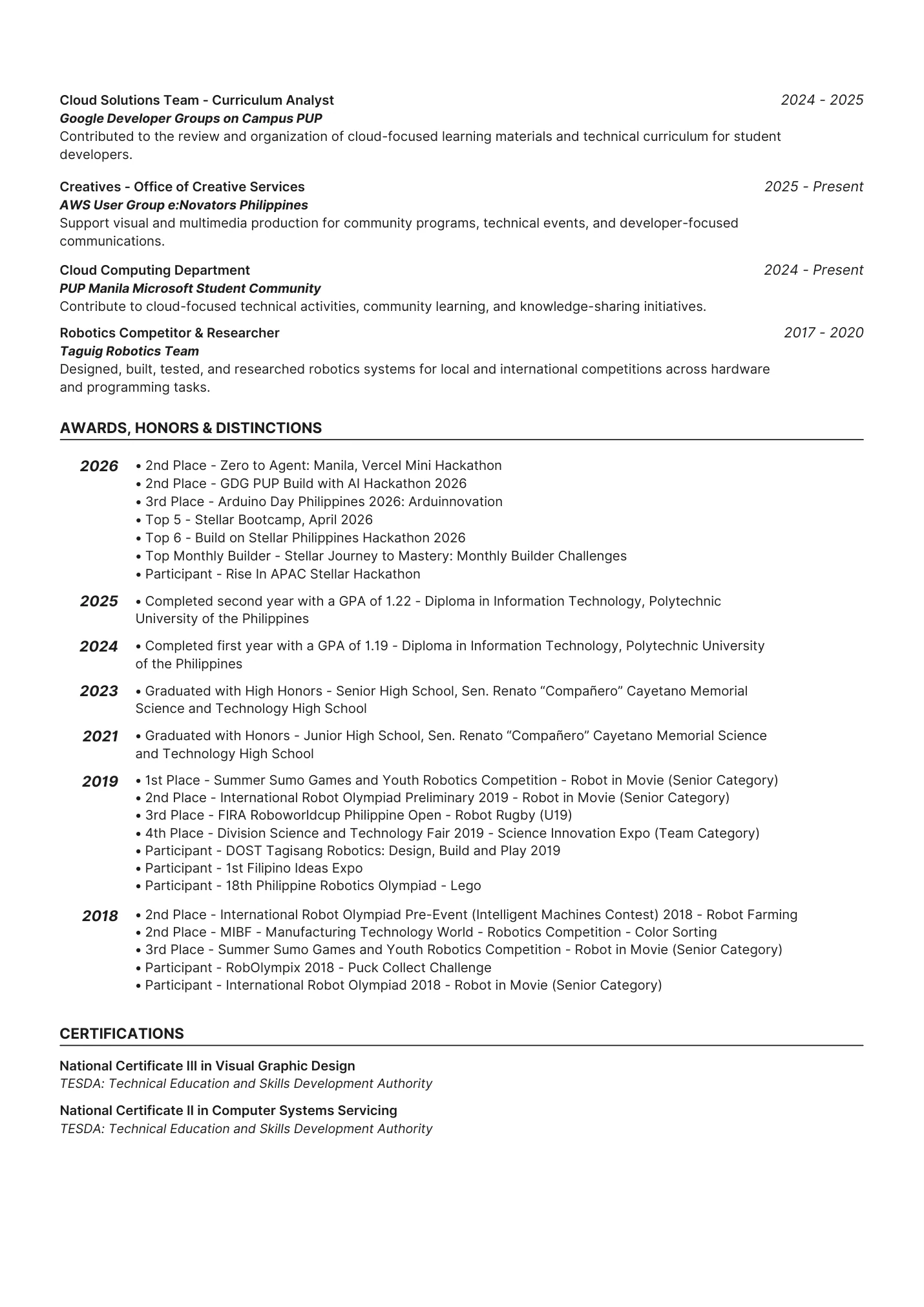 Curriculum Vitae page 3 of 3